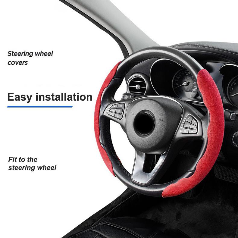 Suede Universal 38CM Car Steering Wheel Cover Booster Non-slip Cover For Tesla Model 3 Model S X Y Roadster SpaceX Auto Interior Accessories