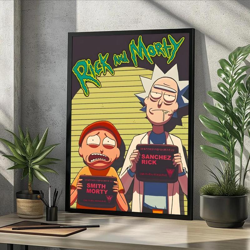 Vintage Cartoon Anime R-Rick And M-Morty Painting Calligraphy Fashion Canvas Wall Art Poster, Modern Aesthetic Waterproof Print, Fade-Resistant & Scratch-Proof Texture, Trendy Home Decor for Living Room Bedroom Office, Multiple Sizes Vintage Cartoon Anime R-Rick And M-Morty Painting Calligraphy Fashion Canvas Wall Art Poster, Modern Aesthetic Waterproof Print, Fade-Resistant & Scratch-Proof Texture, Trendy Home Decor for Living Room Bedroom Office, Multiple Sizes
