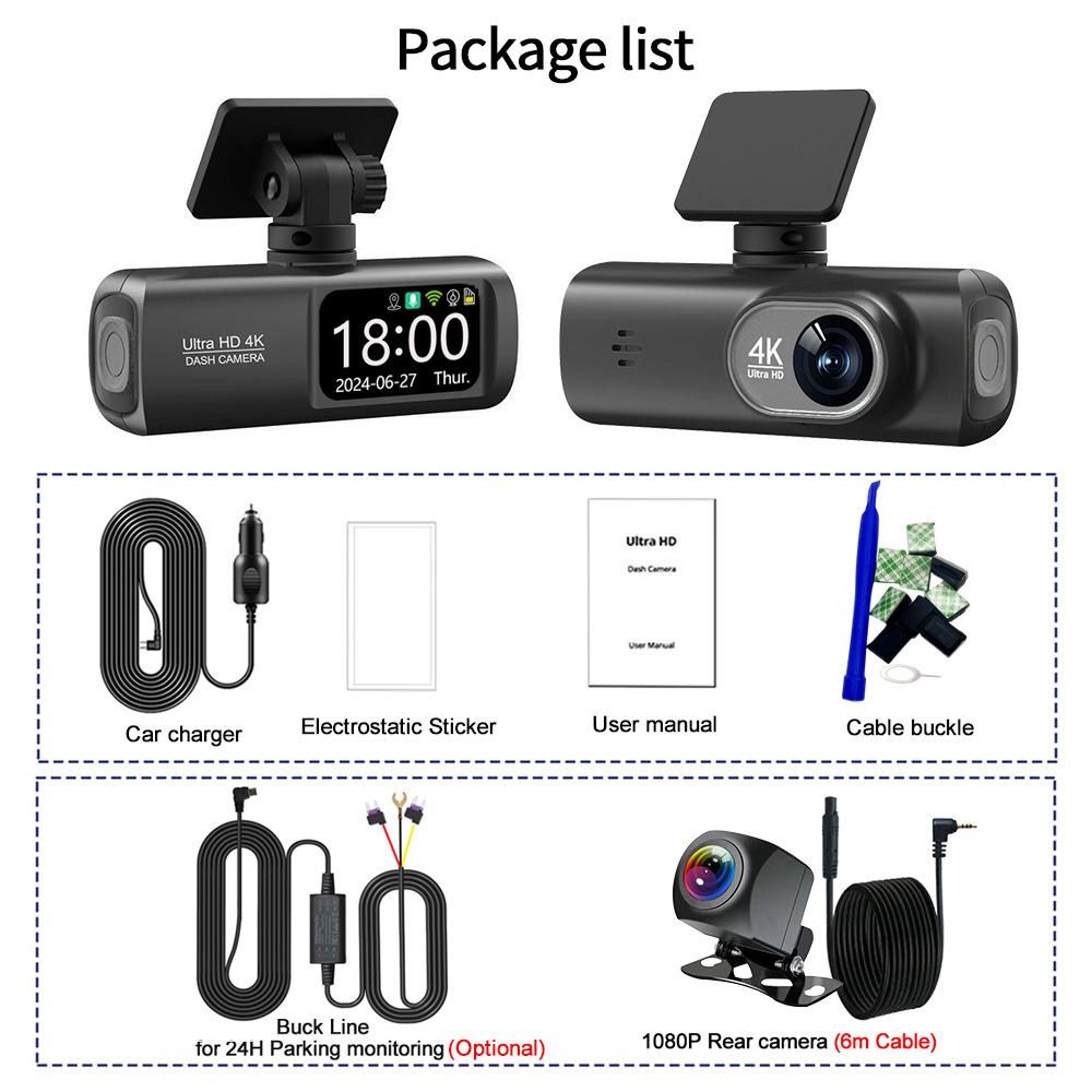 🔥4K Dual Cam! GPS+APP | No Accident Disputes🚗🚗 (WithOut Card)Non-rechargeable, must be used while plugged in.