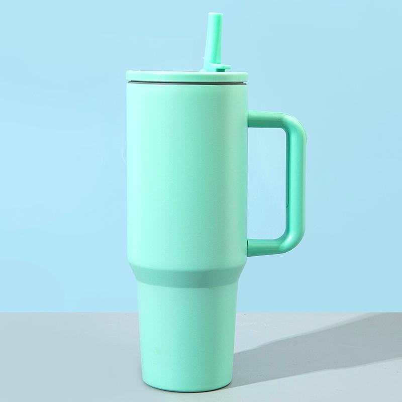 1pc 40oz Stainless Steel Insulated Tumbler with Handle, Leakproof Insulated Tumbler, Vacuum Mug with Lid and Straw, Double Wall Thermal Cup Keep Hot 12H/Cold 24H, Travel Coffee Tumbler for Car, Office, Gym, Great Gift for Women, Men, Friends