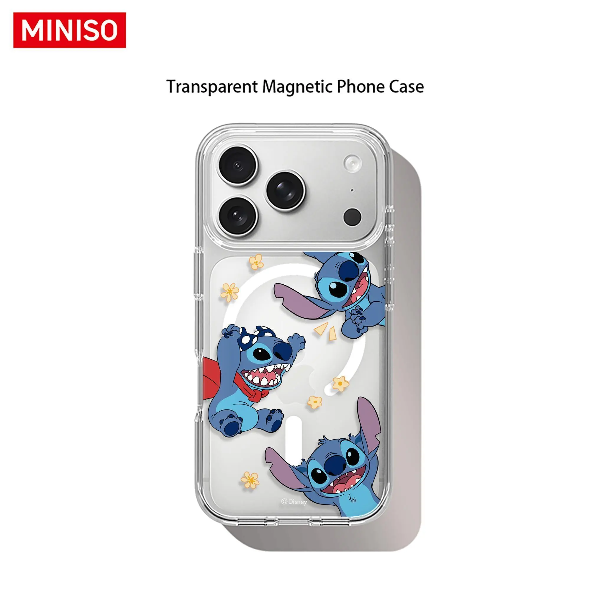 Disney Lilo & Stitch Playful Stitch All-Over Print Smartphone Casing, Transparent Magnetic Shockproof Handheld Device Protector for iPhone 17 Pro Max/17 Pro/17 Air/17/16/15/14/13/12/11 Series