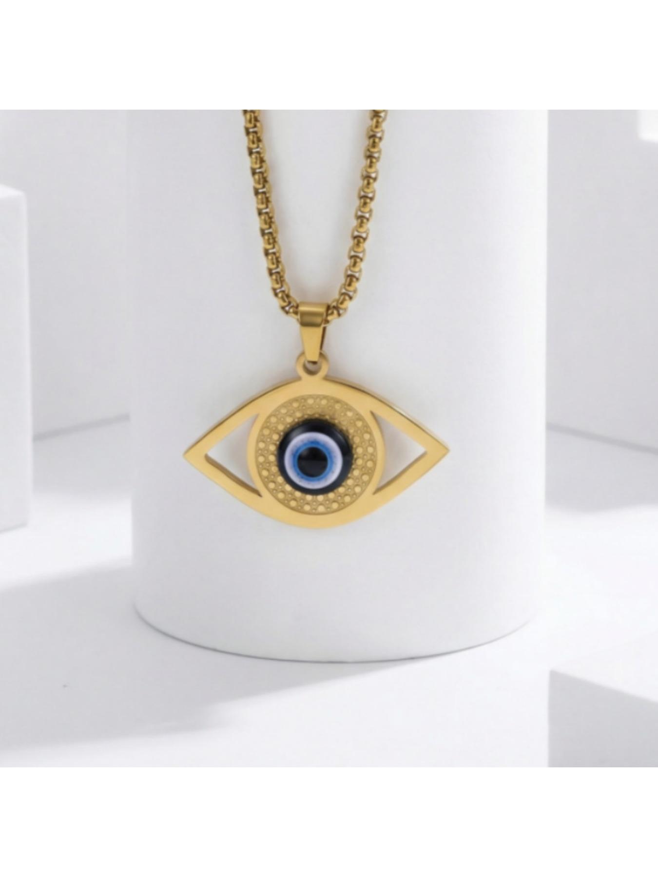 Classic Evil Eye Pendant Necklace - Stainless Steel Turkish Eye Jewelry for Men/Women