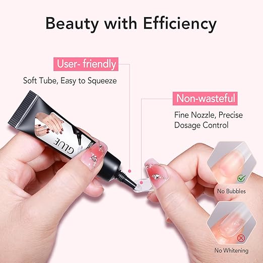 NailGlue Pro Kit – Super Strong 10g Quick-Drying Semi-Solid Nail Tip Glue with 10ml Remover for Press-On Nails and Acrylic Tips, Long-Lasting Adhesive Gel for Salon-Quality Nail Kits, No UV Lamp Needed, Easy Application for Home or Salon Use