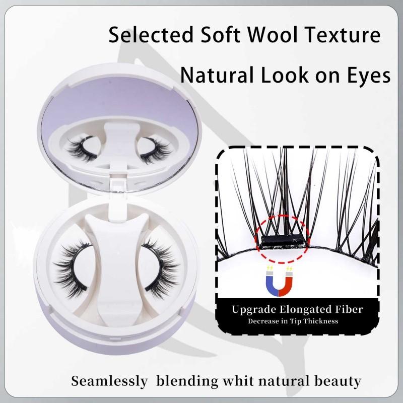 Magnetic False Eyelashes Set No Glue Needed Comfortable Soft Stem Natural Look Easy Wear Strong Magnet Reusable 1 Pair