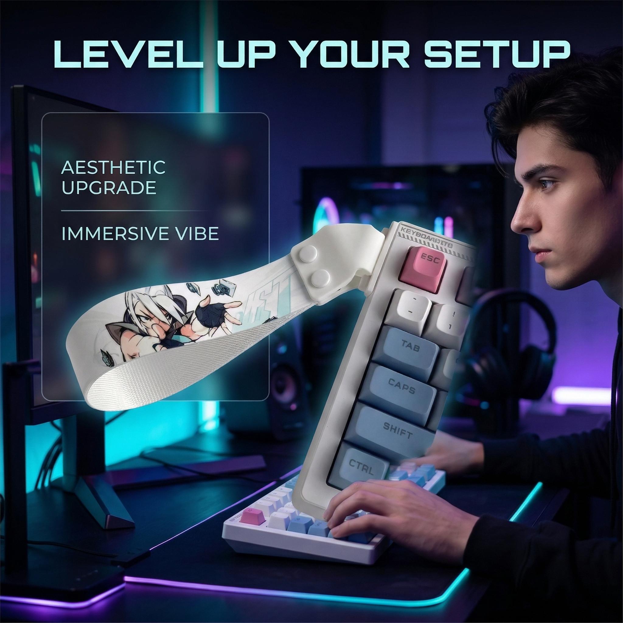 Anime Cartoon Keyboard Strap, Universal Detachable Decorative Hanging Rope, DIY Cool Keyboard Accessory, Anime Character Print