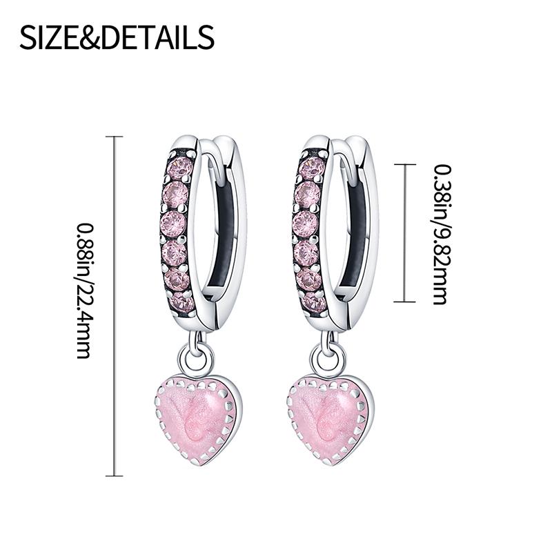 925 sterling silver sparkling halo pink heart-shaped earrings, cute, suitable for women to wear, can be used as gifts, daily wearearrings trendy earring everyday jewelry