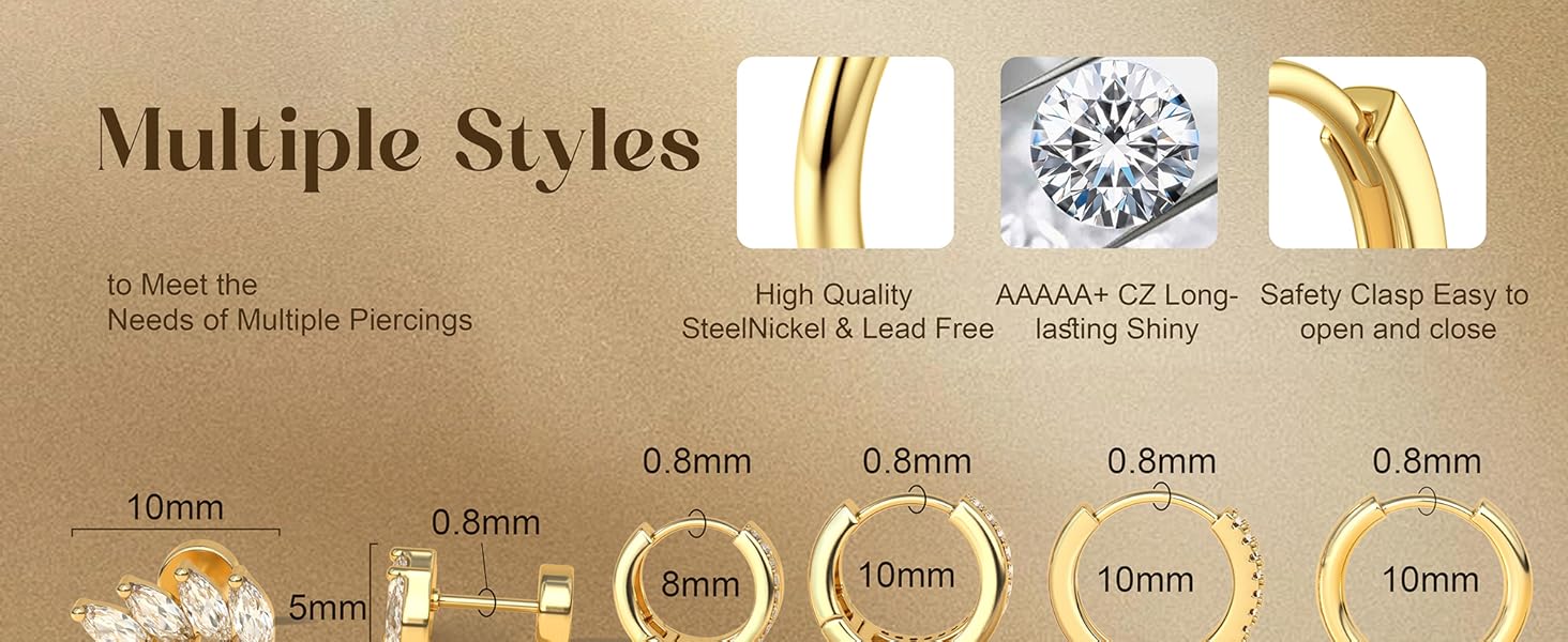 MILACOLATO 6 Pairs 14K Plated Gold Small Hoop Earrings for Women, Hypoallergenic Silver Stackable Cartilage & Stud Earring Set, Dainty Huggie Stacks Set for Multiple Piercings MILACOLATO 6 Pairs 14K Plated Gold Small Hoop Earrings for Women, Hypoallergenic Silver Stackable Cartilage & Stud Earring Set, Dainty Huggie Stacks Set for Multiple Piercings