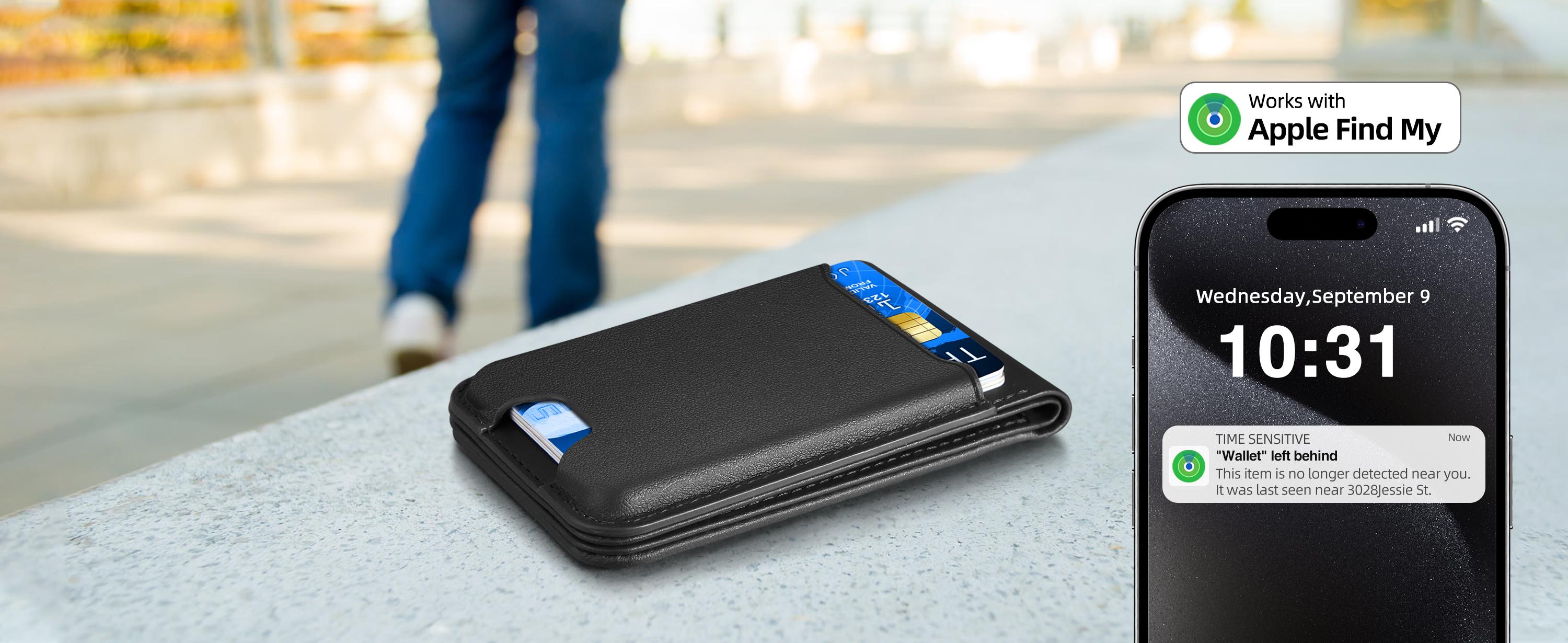 for Magsafe Wallet, Works with , Strongest Magnetic Wallet for Phone 16 15/14/13/12 promax plus Series, for Phone Wallet with Adjustable Stand, Wallet Tracker, 6 Cards Holder, Vegan Leather, Black Cellphone