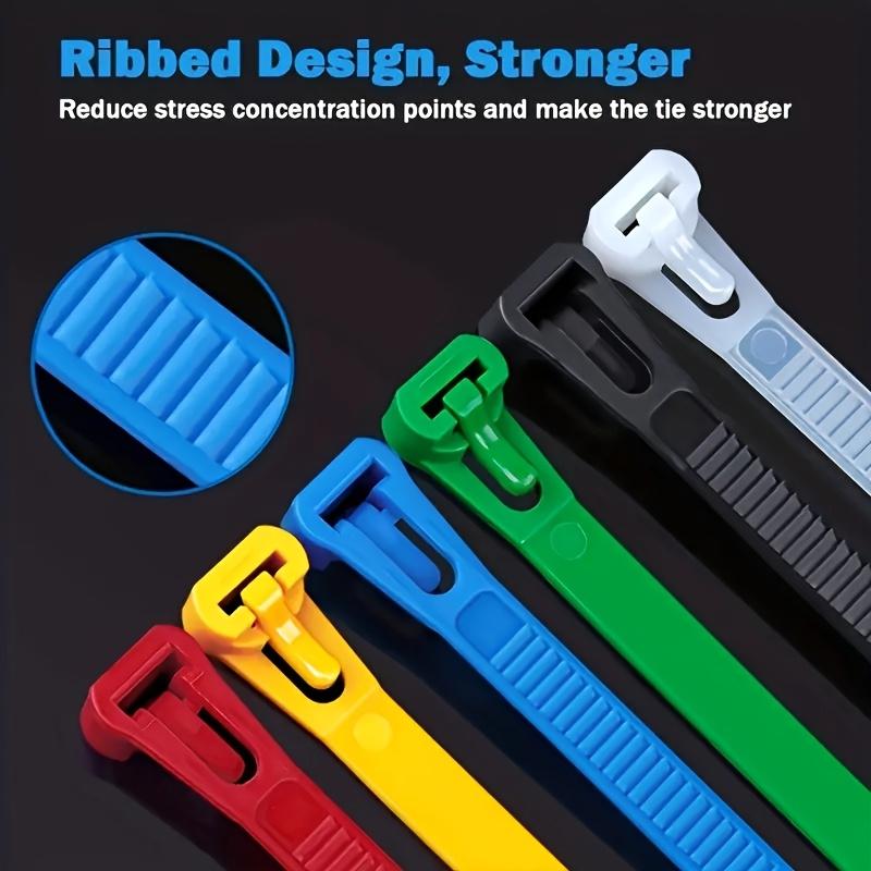 100 Pcs Reusable Nylon Cable Ties, Self-Locking Plastic Wire Straps, Mixed Colors, Durable & Flexible Design, Indoor Outdoor Use, Multipurpose