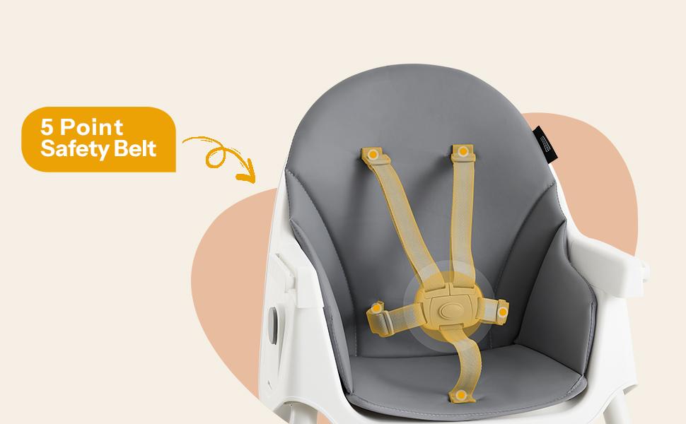 HARPPA 6-in-1 Foldable Baby High Chair, Baby Fedding Chair & Rocking Chair, Adjustable Heights, Booster Seat With 5-Point Safety Harness & Removable Tray, Easy to Clean, Baby Items, Toddler Christmas Gifts