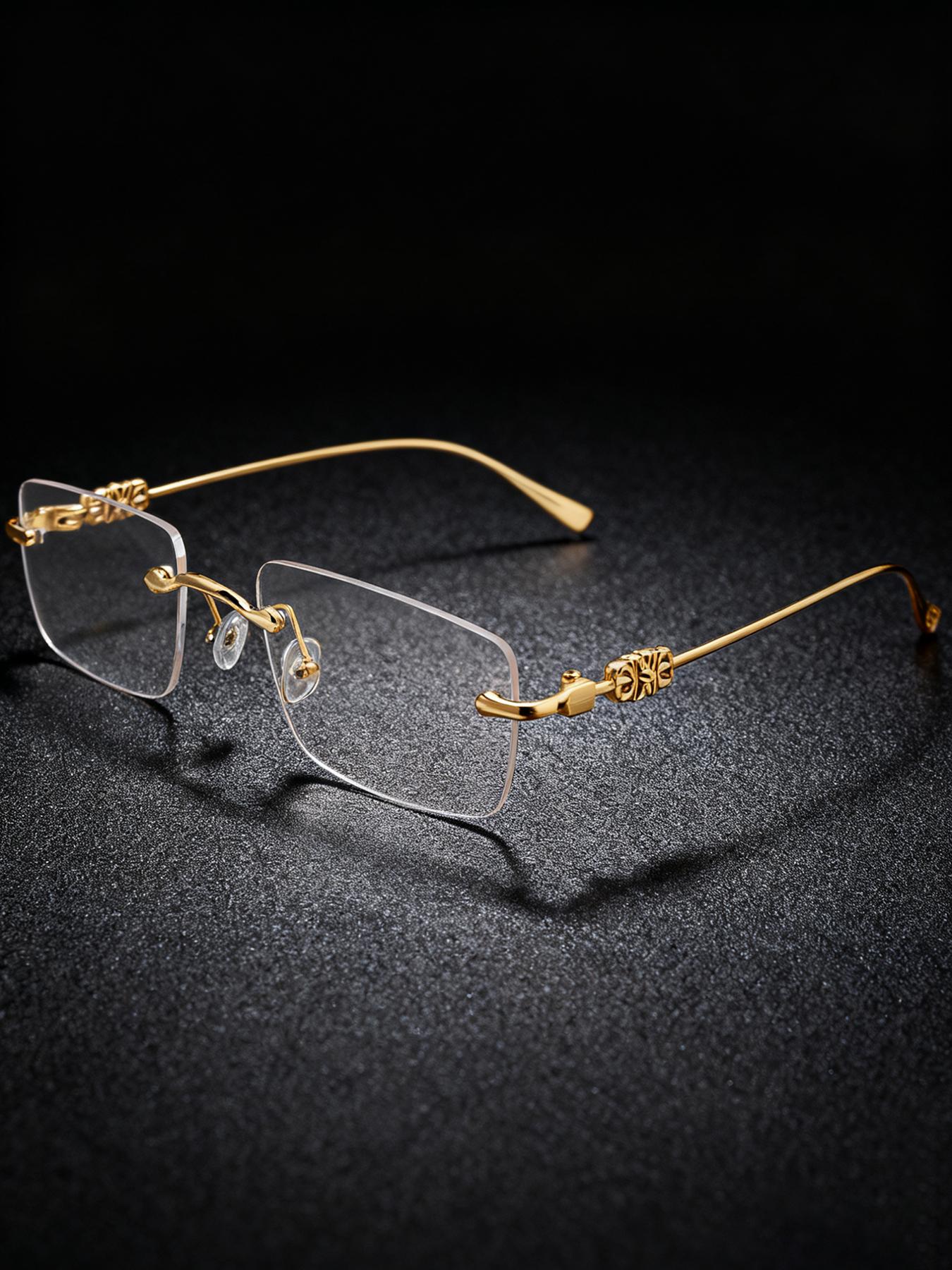 Frameless Blue Light Blocking Glasses, Lightweight Business Style, No Prescription Women's Eyeglasses, Simple Design, Comfortable Wear, Anti Blue Glasses, Lightweight Eyewear