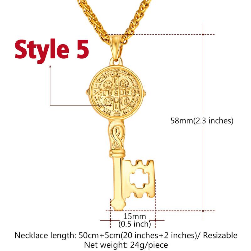 FindChic Saint Benedict Medal Necklace Christian Sacramental Medal Ward off Evil Protection Jewelry Catholic Unisex For Women Men