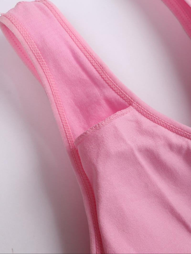 Women's Plus Size Push Up Bra, Soft Comfortable Wide Strap Crop Top, U-Shape Back,With Removable Pads,  Casual Basic Top,Lady Underwear All Season Wear, Solid Backless Bra