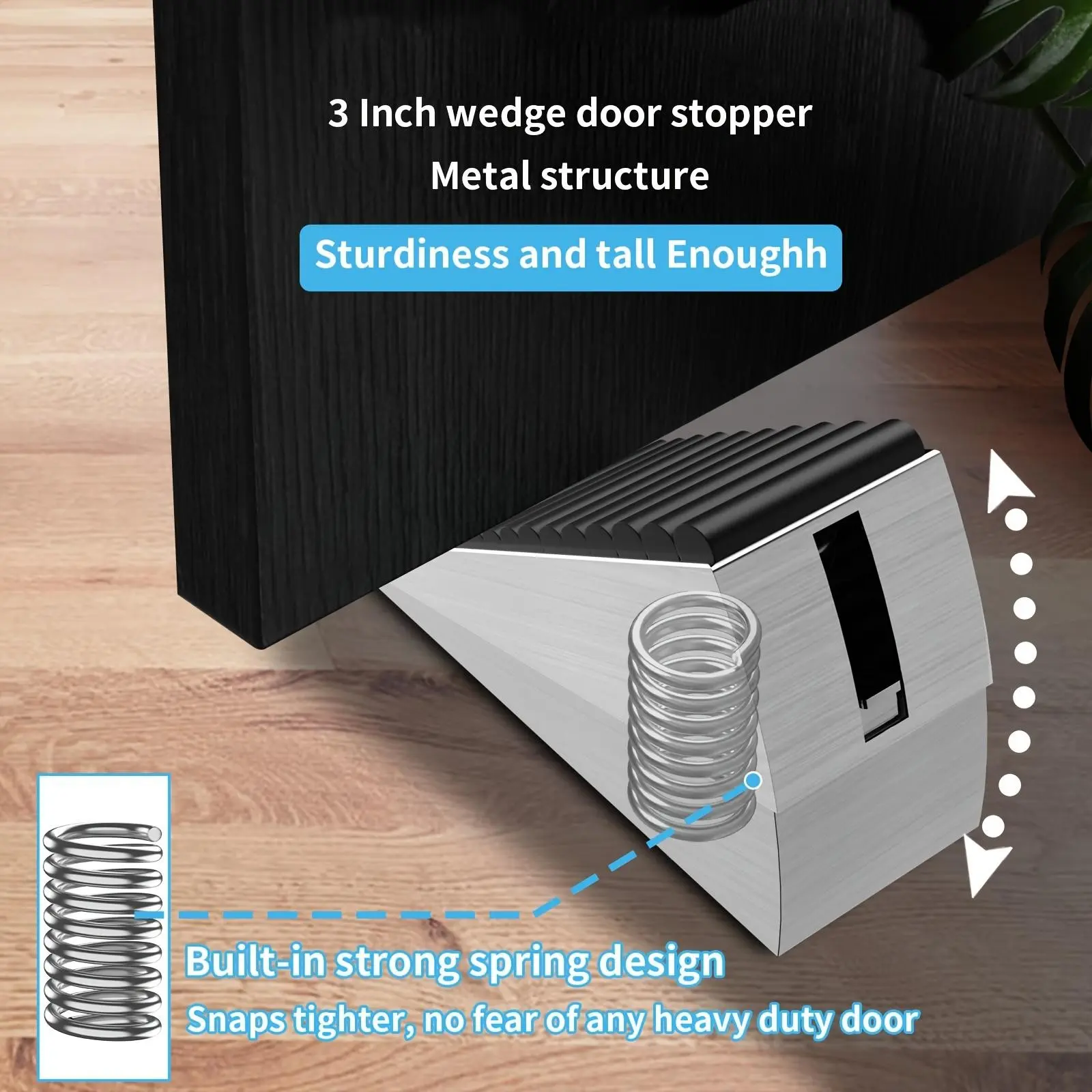 Elevated Metal Spring Door Stopper, Secure Compression Design, Door Stabilizer, Windproof and Slip-Resistant, Home Use