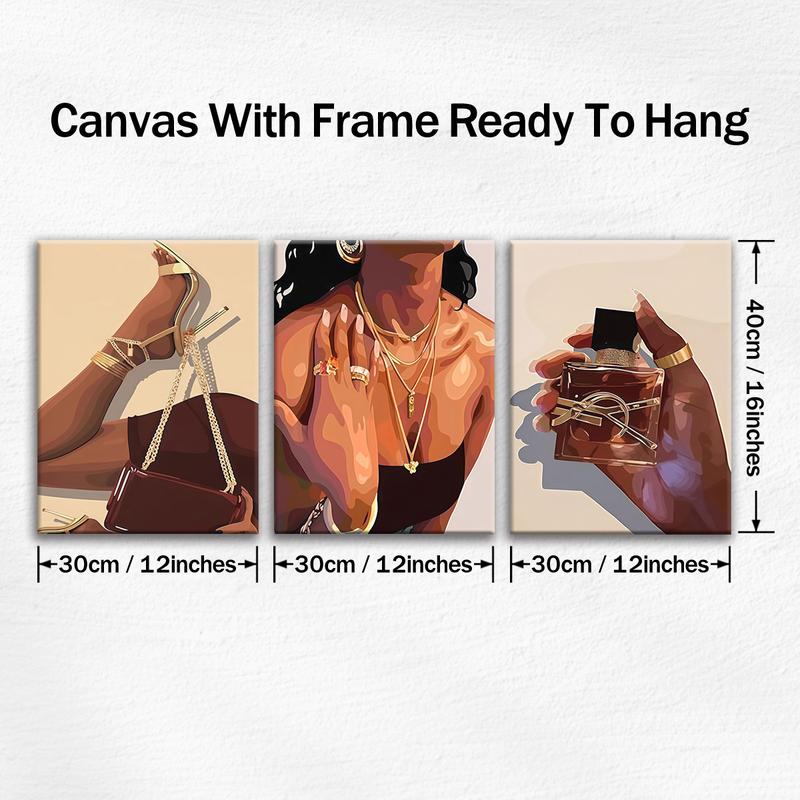 3-Piece Wood Frame Canvas Art Set, Modern Wall Decor for Living Room & Bedroom, High-Definition Waterproof Prints, Elegant Home Decoration, Modern Art Design