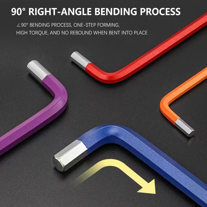 9-Piece Hex Ball Head Wrench Set, Multi-Size Colorful Allen Wrenches, Screwdriver Set with Storage Clips, Chrome Vanadium Steel High Hardness