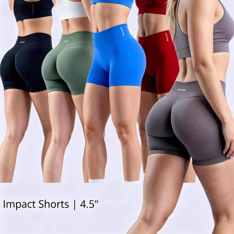 DFYNE Impact Seamless Shorts - High Waisted Gym Shorts with Subtle Glute Contour, Squat Proof Yoga & Fitness Activewear (Quality) split running