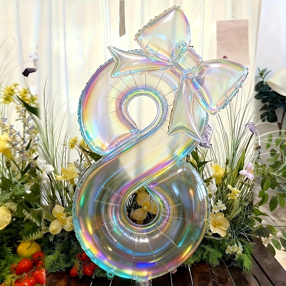 2pcs Large 40 Inch Transparent Rainbow Number Balloons, Party Decor for Graduation, Wedding, Baby Shower, Anniversary, Birthday