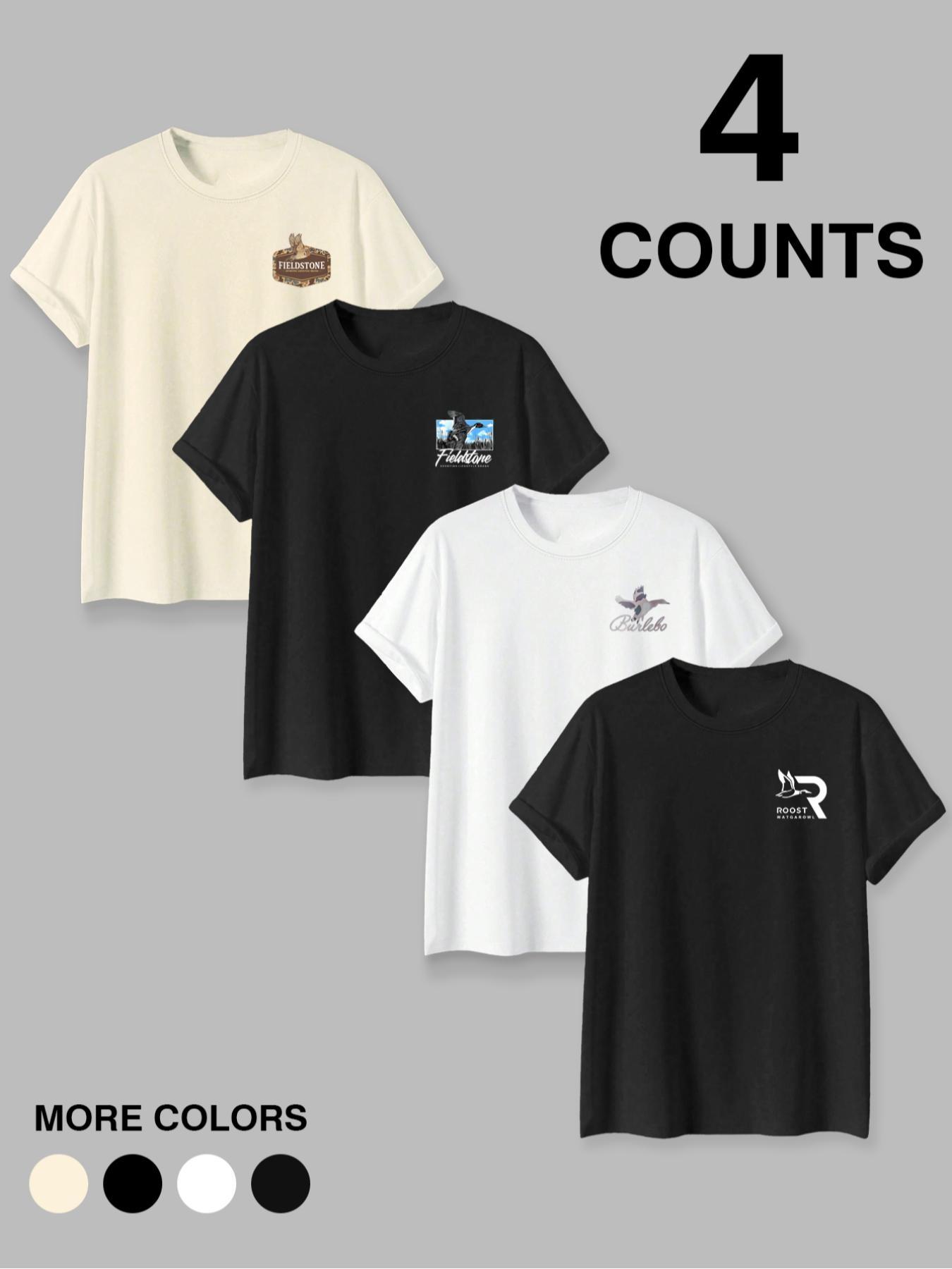 Men's 4 Pack Duck Hunting Graphic T-Shirts, Outdoor Sporting Lifestyle Tees, Casual Fitted Short Sleeve Shirts for Hunting & Daily Wear