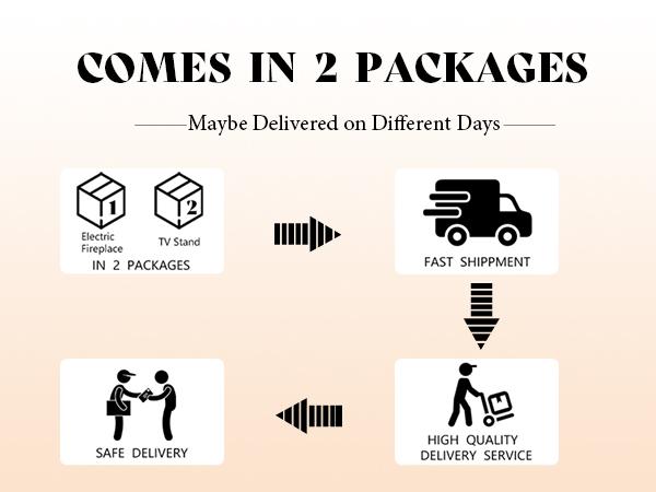 VanAcc Modern TV Stand with Fireplace for Living room, 70"/80" Entertainment Center with LED Lights, Flip Doors & Corner Glass Decor, Large Storage Space Apartment Furniture for TVs up to 80"/90"