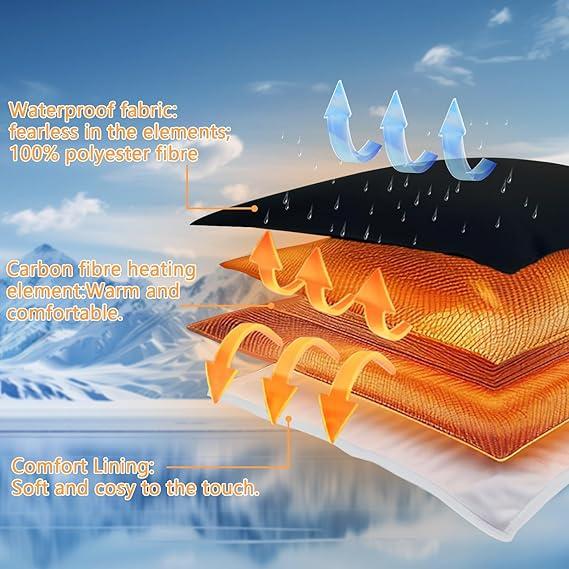 Heated Vest for Men Women, 8 Heating Zones, 3 Temperature Controls, USB/DC Rechargeable, Waterproof, Down Cotton Filling, Hunting Skiing Winter Outdoor Heating Vest with 10,000 mAh Battery - Polyester Clothes