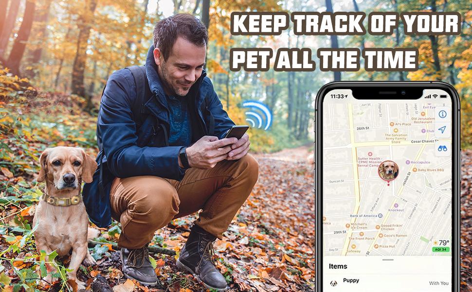 AUROTH Airtag Dog Holder Collar, Adjustable Air Tag Case Holder Dog Collar for Medium Large Dogs, Airtag Dog Collar Holder with Heavy Duty D Ring Tangle Free