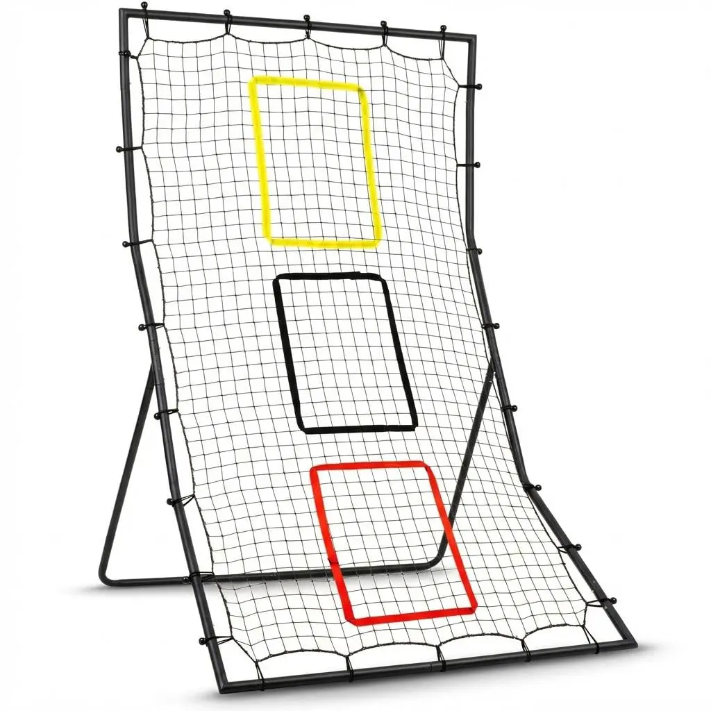 6ft x 4ft Heavy-Duty Pitchback Rebounder Net for Baseball & Softball - All-Weather Back Net - Pitching & Fielding Practice Trainer - 3 Focus Zones - Backyard Solo Trainer