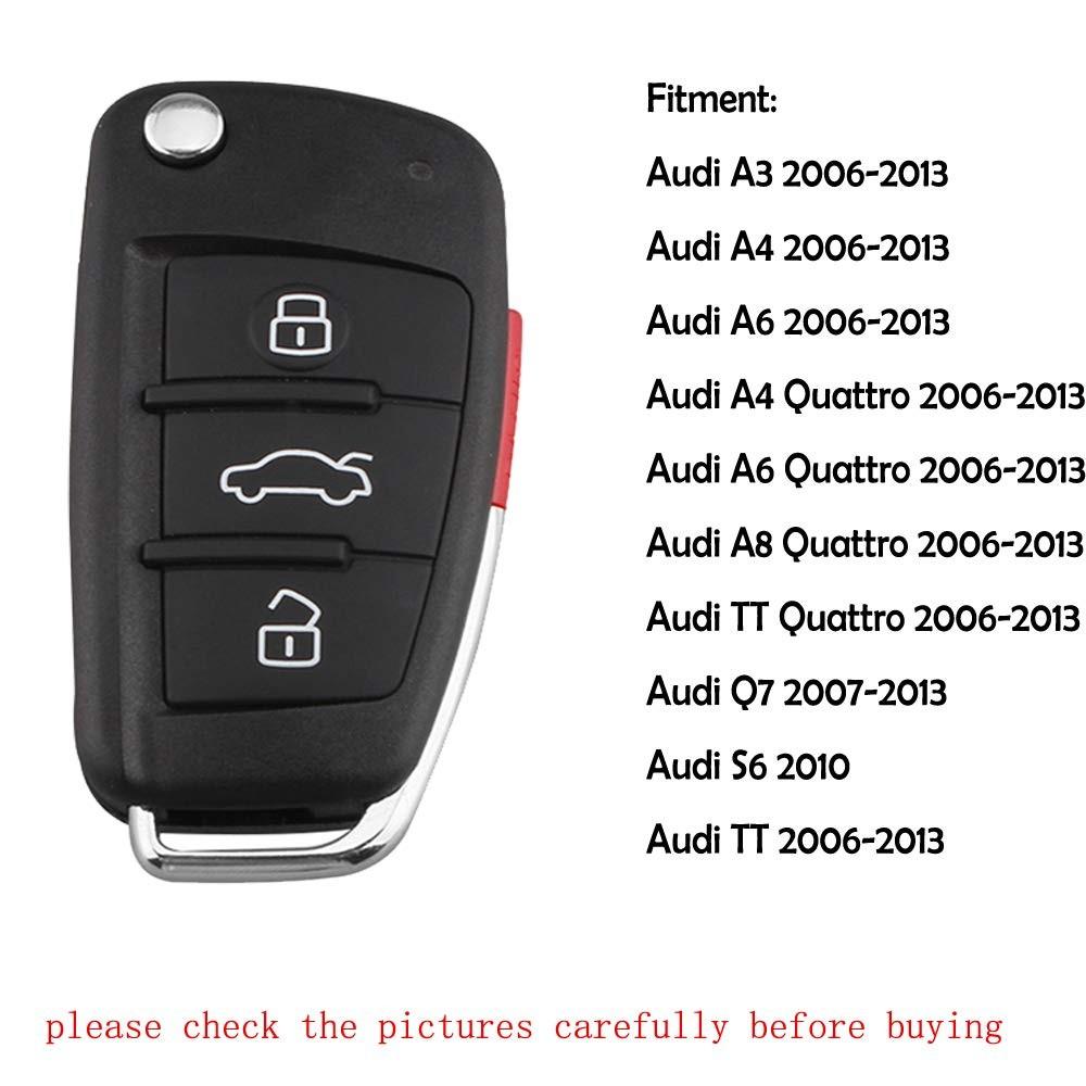 Audi Keyless Entry Remote Control Replacement, Compatible with Audi Models A3/a4/a6/a8/tt/q7/s6, No Chip Included, 4-Button Design