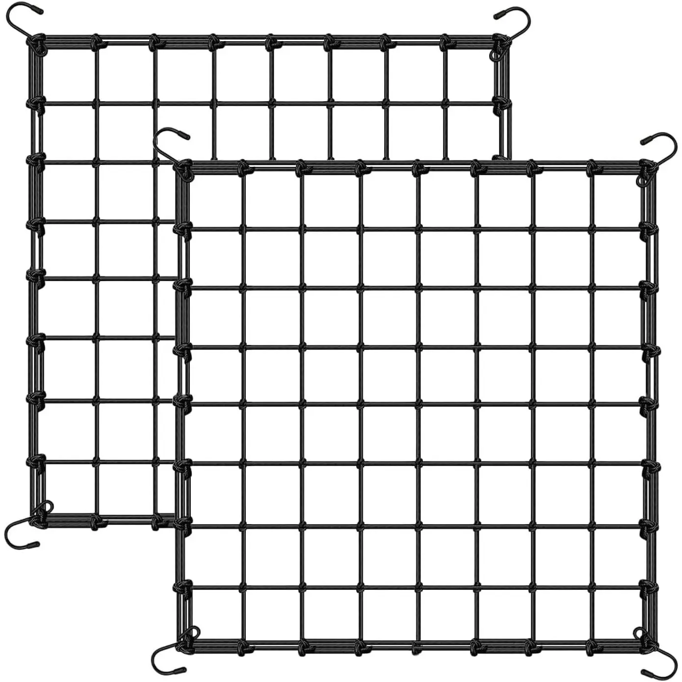 4 x 4 Ft Elastic Plant Trellis Net - 2-Pack Heavy Duty Garden Support Net with 4 Hooks for Grow Tents, Climbing Vegetables, Fruits & Flowers (Black)