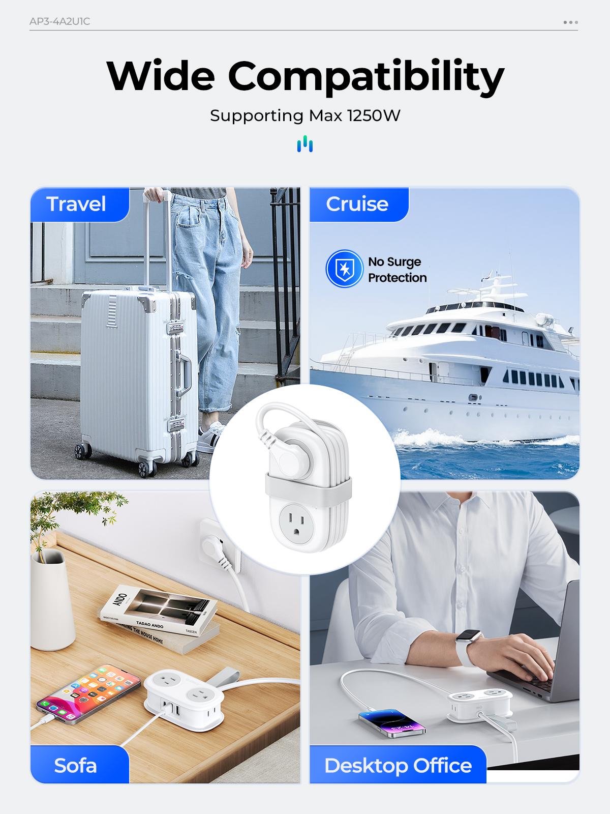 Travel Power Strip, ORICO 4 Outlets 3 USB Ports (1 USB C) with 4FT Wrapped Short Extension Cord Small Power Strip, 20W Fast Charging ,Compact for Hotel Travel Essentials Cruise Approved-AP3 Series Travel Power Strip, ORICO 4 Outlets 3 USB Ports (1 USB C) with 4FT Wrapped Short Extension Cord Small Power Strip, 20W Fast Charging ,Compact for Hotel Travel Essentials Cruise Approved-AP3 Series