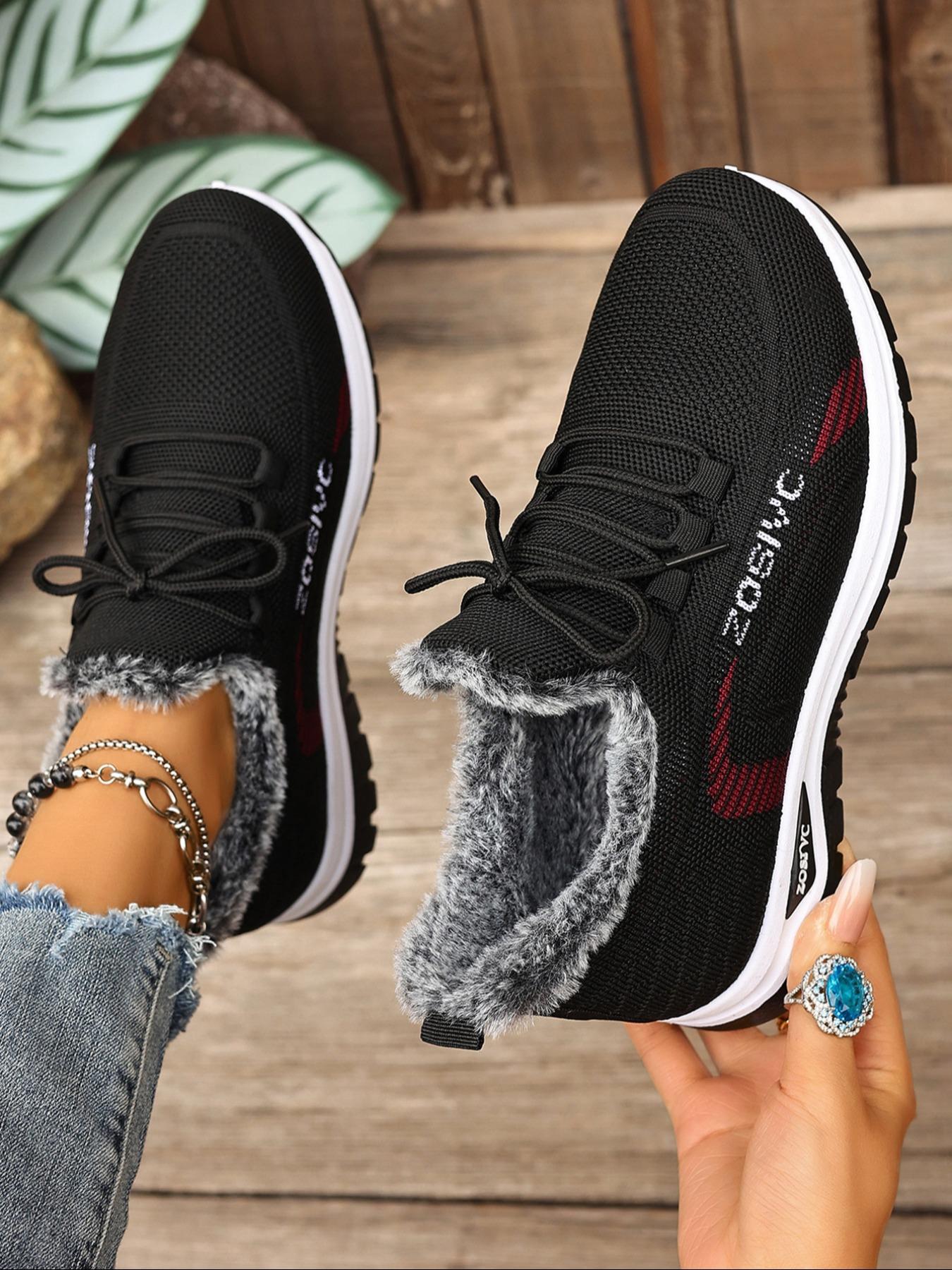 Women's Winter Large Size Outdoor Short Boots, Fleece Lined Warm, Anti-Slip PVC Sole, Round Toe Design, Casual Soft Hiking Shoes