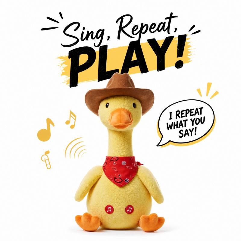 Talking Duck Toy, Repeats Voice, Dancing Singing Plush Toy, Funny Kids Toy Gift Interactive Sight Word Flash Cards outdoorfun