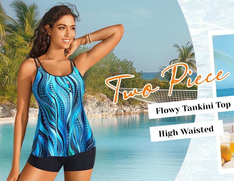 Yonique Women Tankini Swimsuit with Shorts - Flowy Two Piece Swimsuits Tummy Control Bathing Suits 2026 Swimwear
