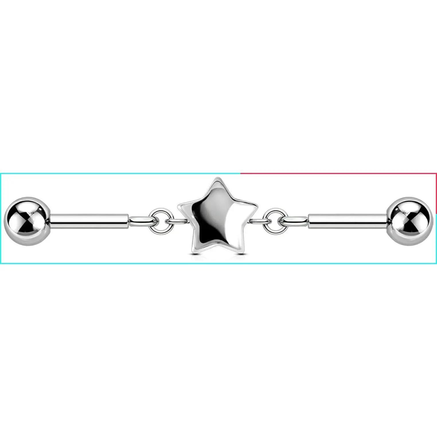 14G 316L Stainless Steel Chain Heart Industrial Barbell Piercing Jewelry, 38mm Cute Bar Earring