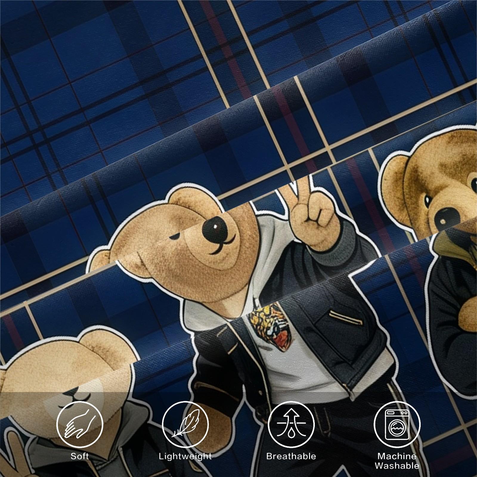 Teddy Bear Pattern Bed Sheet, Comfortable Printed Pattern, Includes 1 Bed Sheet and 2 Pillowcases, Comfortable Bedding, Non slip Dust Cover Suitable for Bedroom and Guest Room, Suitable as a Gift for Children or Adults