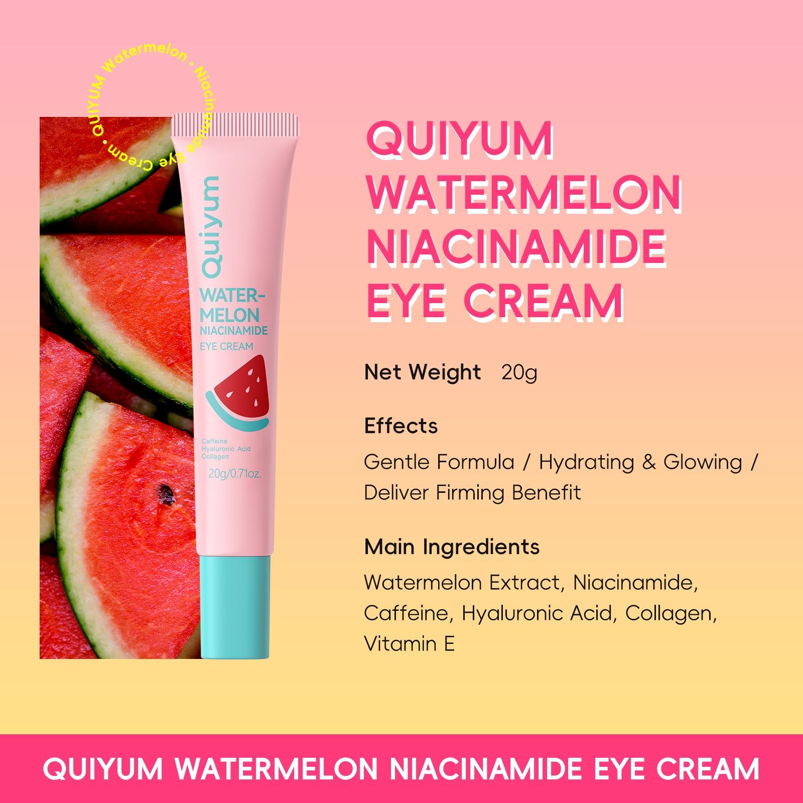 Quiyum Watermelon Skincare Set,  Cleanser & Toner & Serum & Eye Cream & Essence Cream,Mask,Bandeau,Hairpin,Card,Makeup Bag,Moisturizing Skin Care Kit for Women & Girl, Body Care Sets, Best Gift Ideas