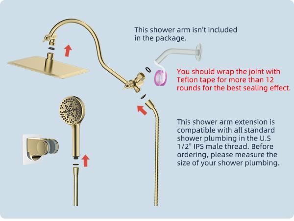 Hibbent All Metal CUPC Certified Shower Head, 10'' High Pressure Rainfall Shower Head/Handheld Showerhead Combo with 12'' Adjustable Curved Shower Extension Arm, 10-Spray, 71'' Hose, Showerhead Holder, Brushed Gold Hibbent All Metal CUPC Certified Shower Head, 10'' High Pressure Rainfall Shower Head/Handheld Showerhead Combo with 12'' Adjustable Curved Shower Extension Arm, 10-Spray, 71'' Hose, Showerhead Holder, Brushed Gold