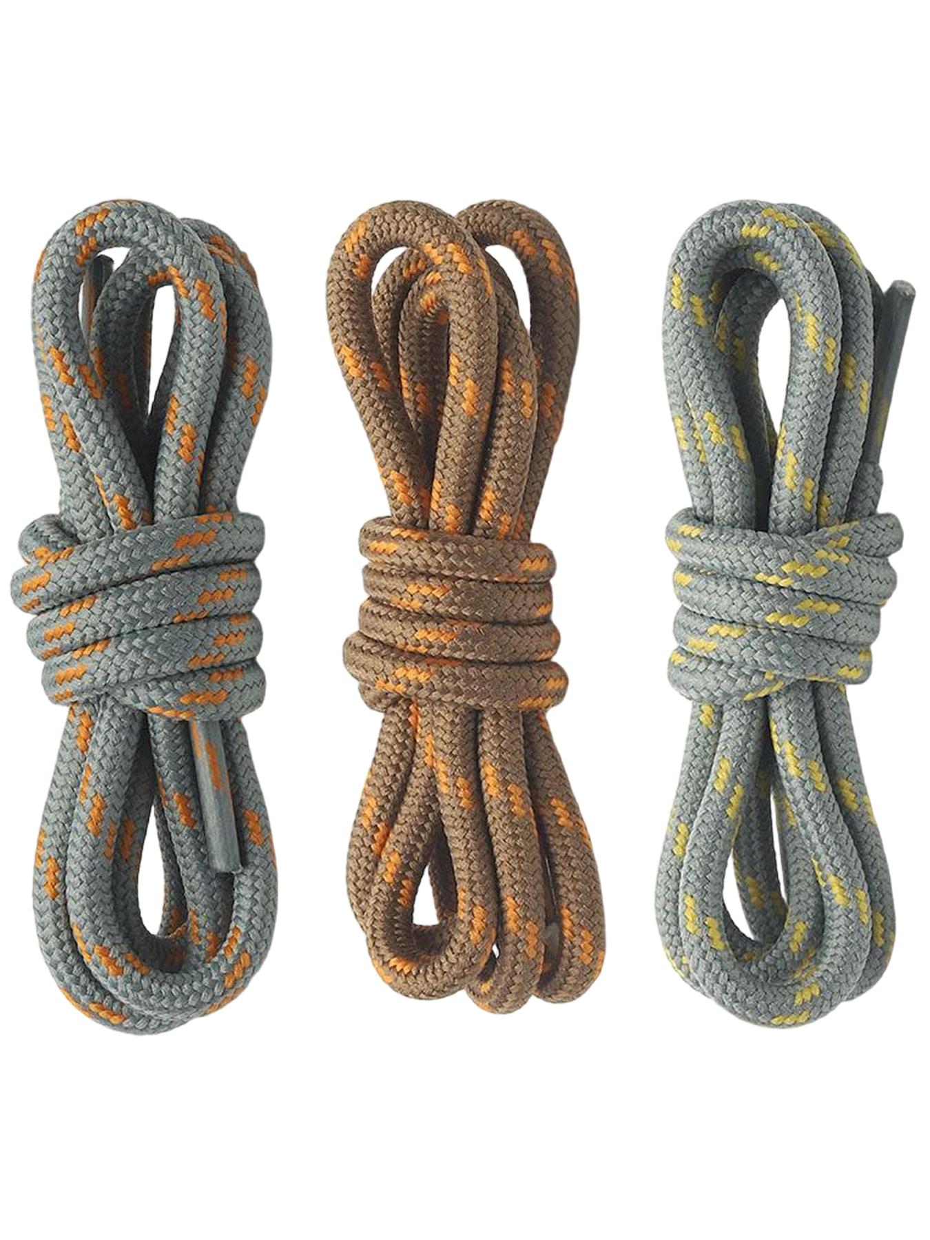 Round Shoelaces [3 Pairs], Heavy-Duty Work Boots Lace-Up Half Round 4mm, Suitable for Industrial Boots