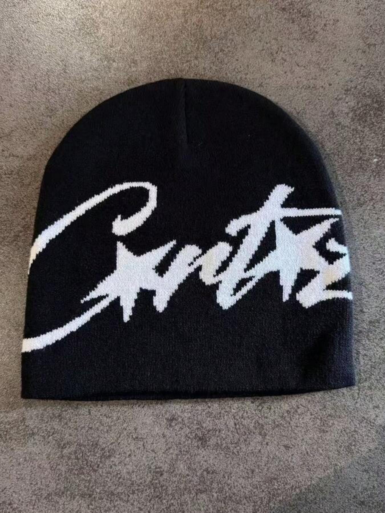 Y2K Star Knit Textured Beanie Hat, Unisex Streetwear Party Cap