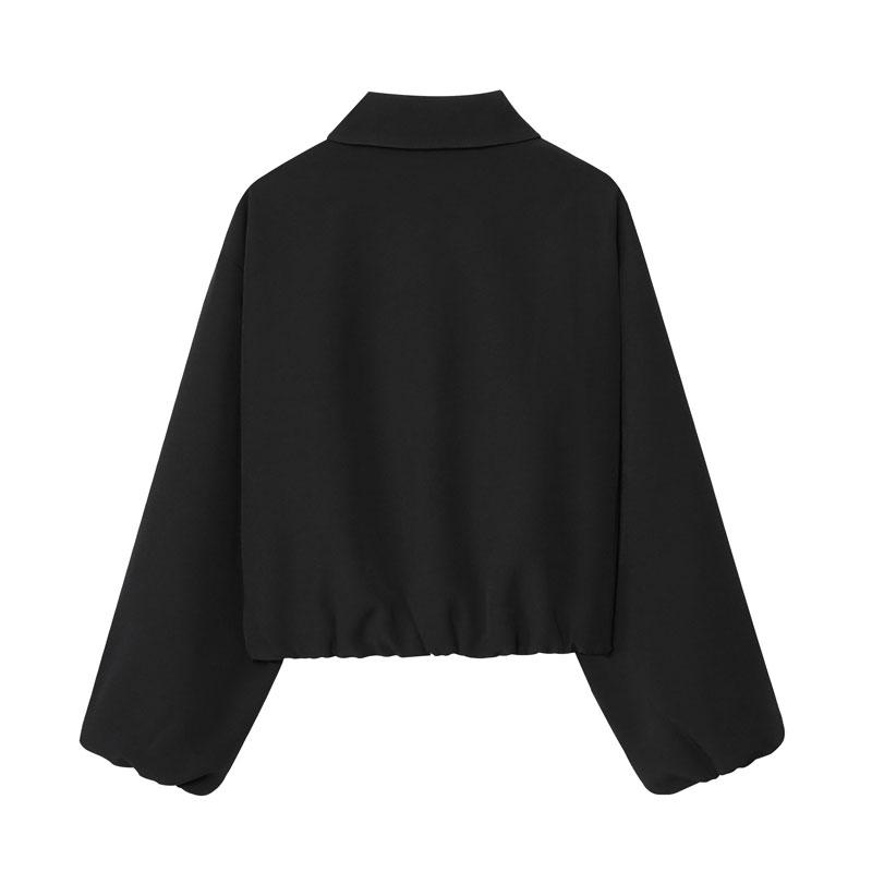 Women's Bomber Jacket Long Sleeved Top White Black Sports Shirt With Zipper Oversized Sleeve Streetwear Women's Jacket New 2025 Fashionable Pilot Jacket Women Casual Jacket Coat