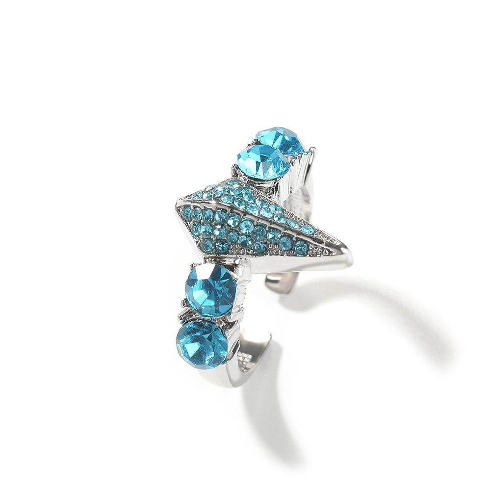 Hip-hop style new diamond-encrusted alloy black panther ring, men's niche exaggerated open adjustable ring, vintage jewelry