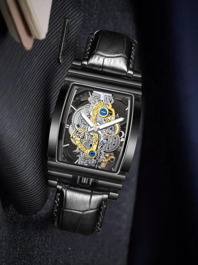 Men's Punk Style Quartz Watch, Analog Mechanical Design, Perfect for Parties and Daily Wear, Elegant Gift with Box