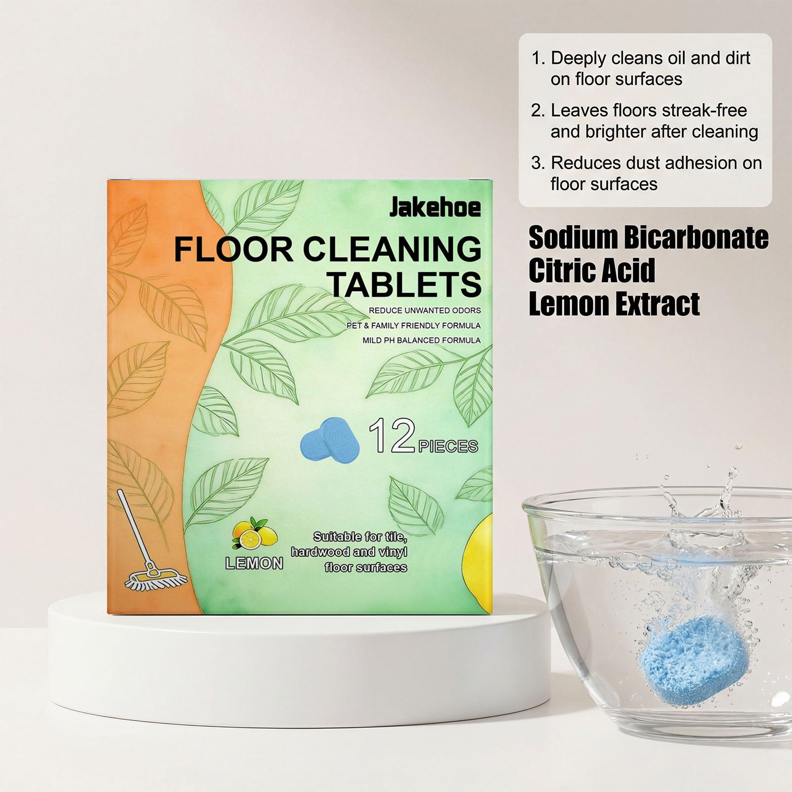 Floor Cleaning Tablets, 12 Pieces Per Pack, Tile Hardwood Floor Cleaner Stain Removal Fragrant Clean Shine Effervescent Tablets