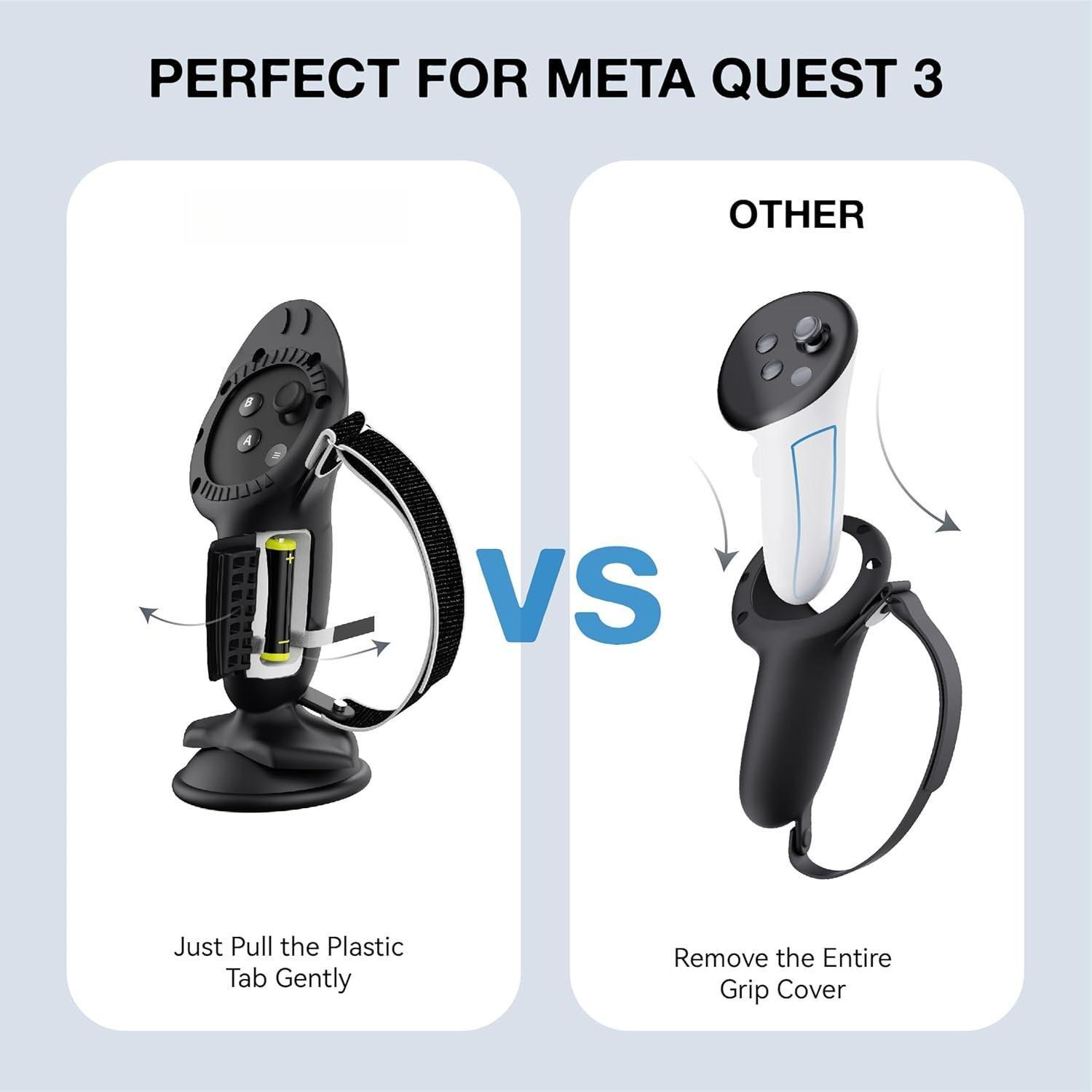 Controller Grips Cover for Quest 3/3S Accessories, Opening Cover with Suction Cup Handle Grip,Adjustable Knuckle Strap,Compatible with Quest 3/3S Controller Grips Cover for Quest 3/3S Accessories, Opening Cover with Suction Cup Handle Grip,Adjustable Knuckle Strap,Compatible with Quest 3/3S