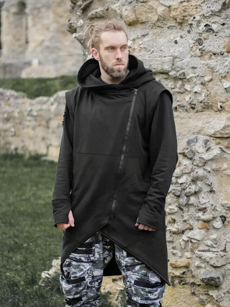 Men's Dark Asymmetrical Zip Hoodie – Urban Ninja Streetwear