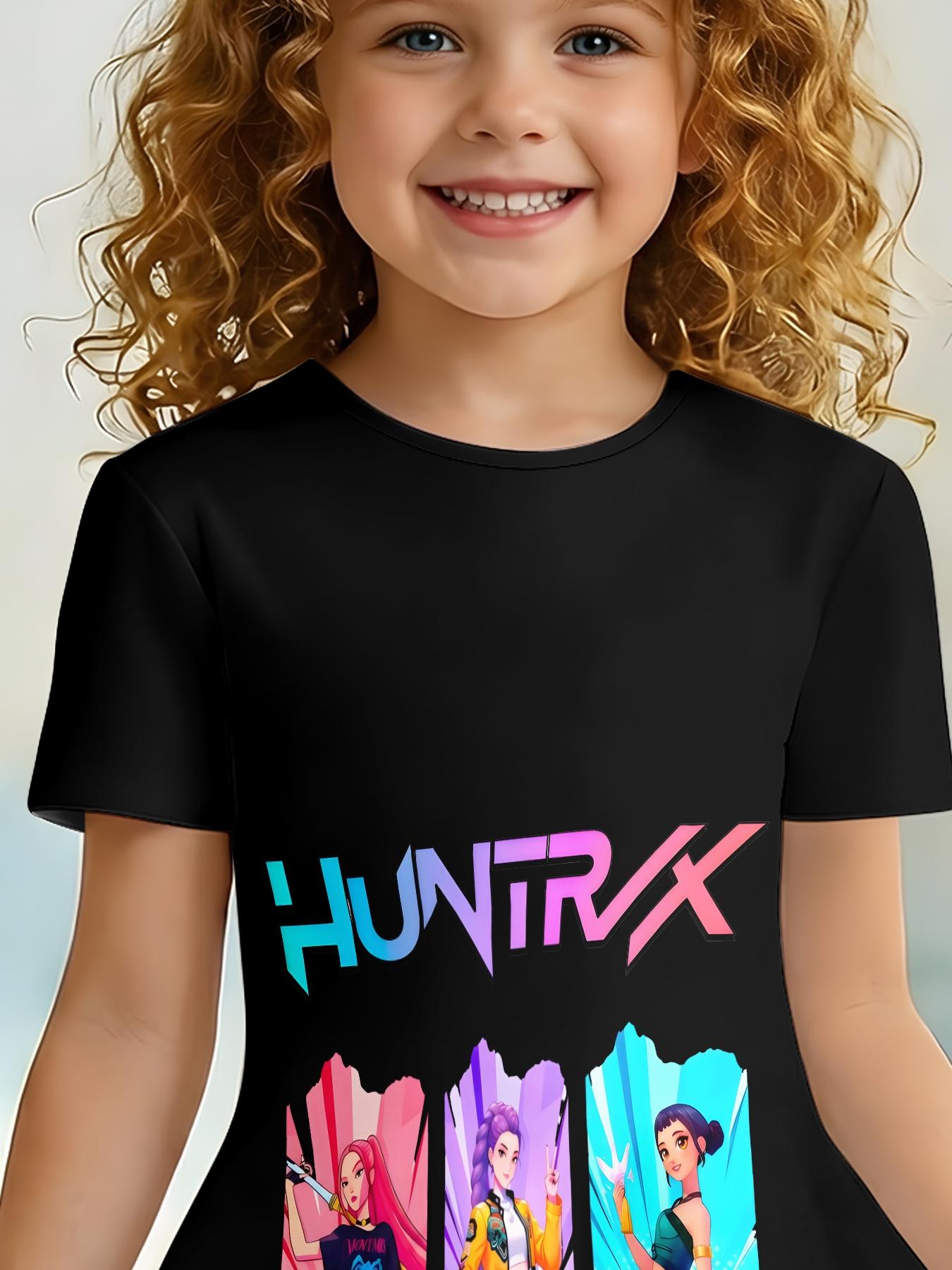 Trendy Idol Style Cartoon Girl Print Kids Dress, Girls Summer Short Sleeve Pleated Skirt, Baby Personalized Versatile Dress