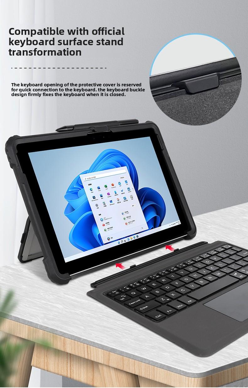 Heavy Duty Shockproof Case for Microsoft Surface Pro 7/8/9/X, Surface Go 4/3/2/1, Soft TPU Protective Cover with Built-in Pen Holder & Magnetic Bluetooth Keyboard Support, Rugged Full Body Protection for Surface Tablet