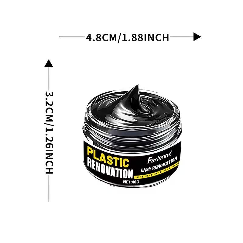 Car Plastic & Rubber Repair Cream, Glossy Paste for Body and Interior, Prevents Fading and Oxidation, Suitable for Bumpers, Leather, Plastics
