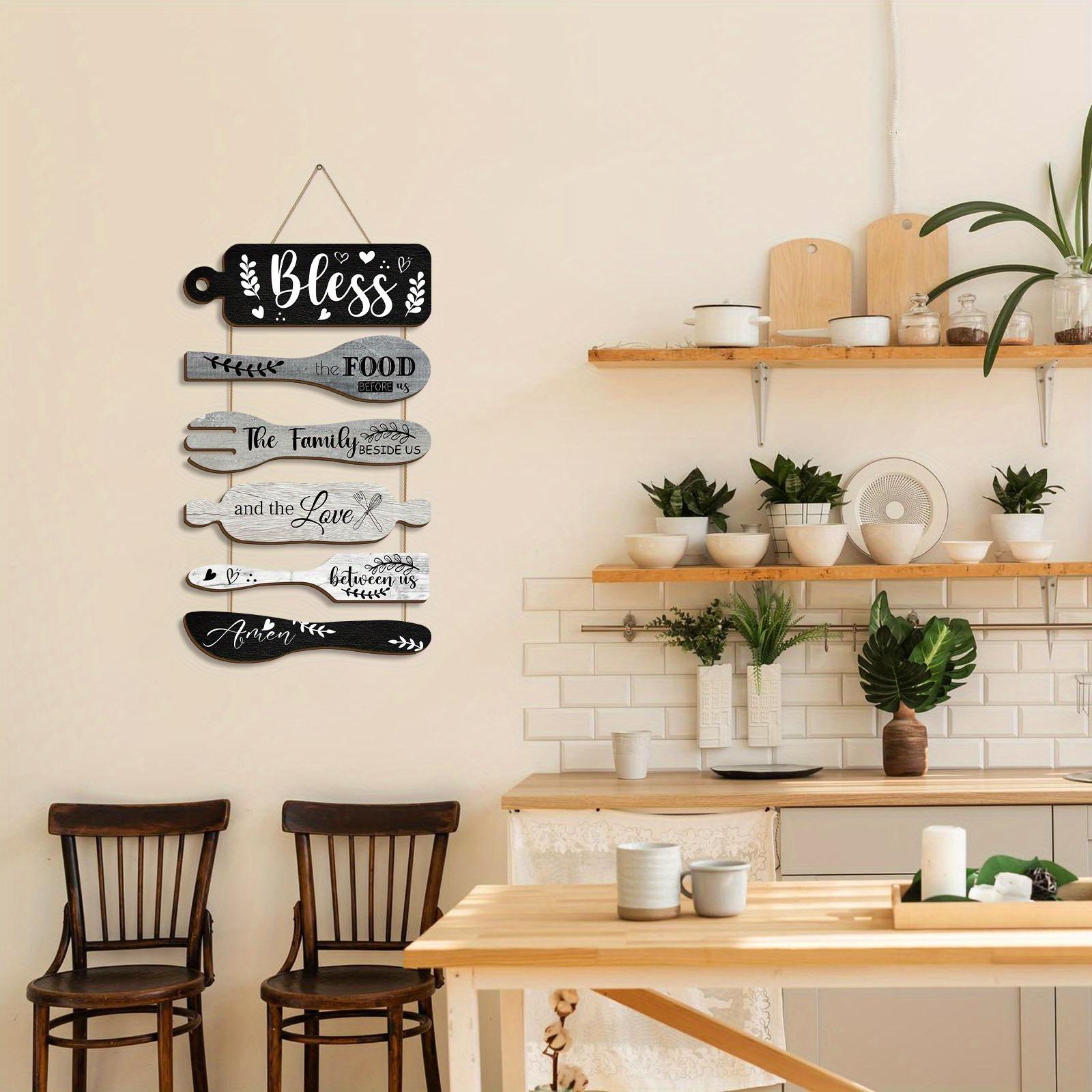 Wooden Kitchen Wall Decor, 1 Count Farmhouse Kitchen Wall Sign with Rope, Home Decor, Housewarming Gift, Home Wall Hanging Decor, Wooden Letter Sign