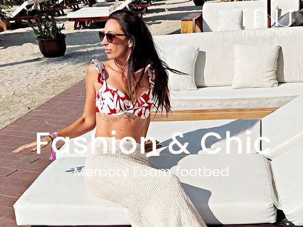 MUSSHOE Chunky Heel Platform Sandals Square Toe Slip On Design SpringStatements